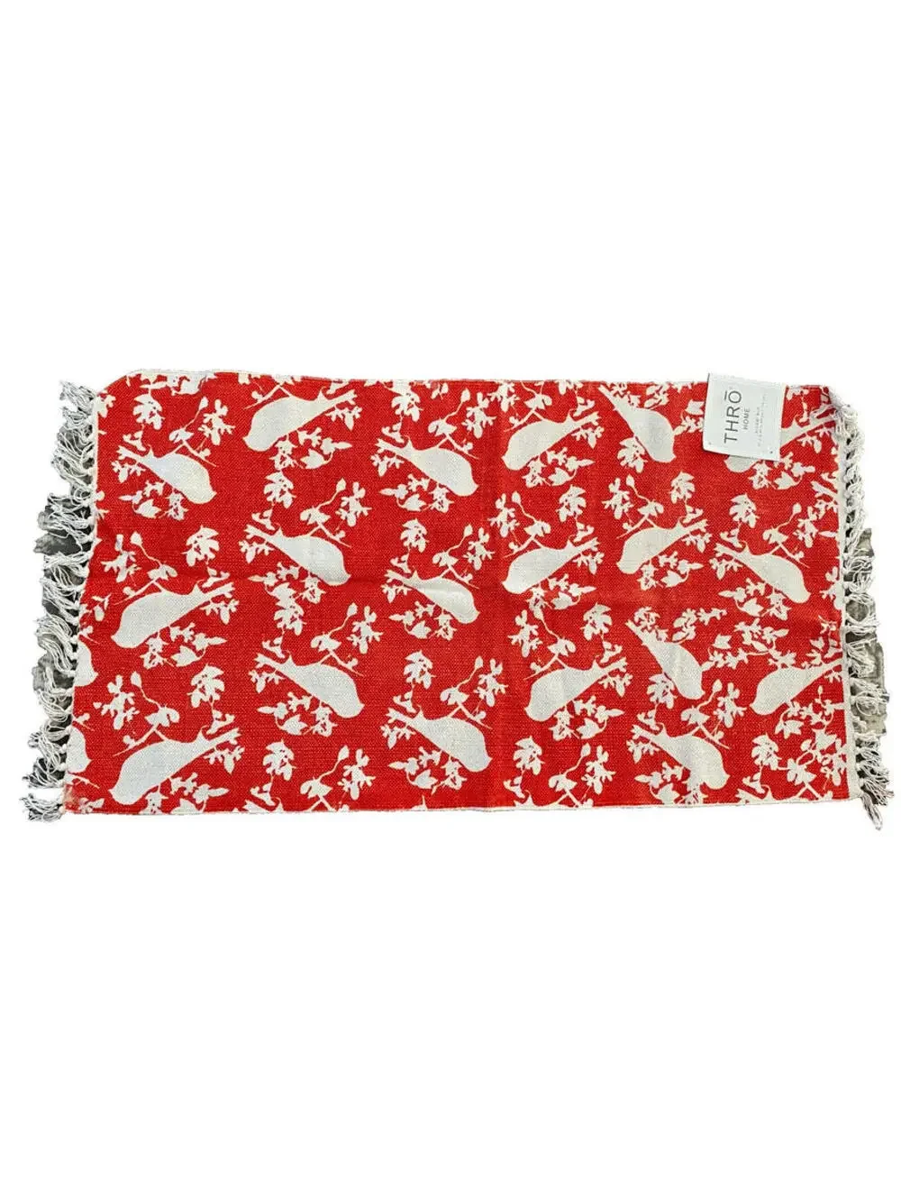 NWT THRO Marlo Lorenz Orange Bird Tildy Foil Accent Rug 100% Cotton India 27x45